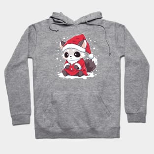 A tiny raccoon trying to be like Santa Hoodie